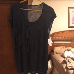 short sleeved top with ruffled front